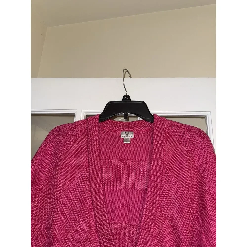 Worthington Women’s Cropped Cardigan Short Sleeve Chunky Knit Large